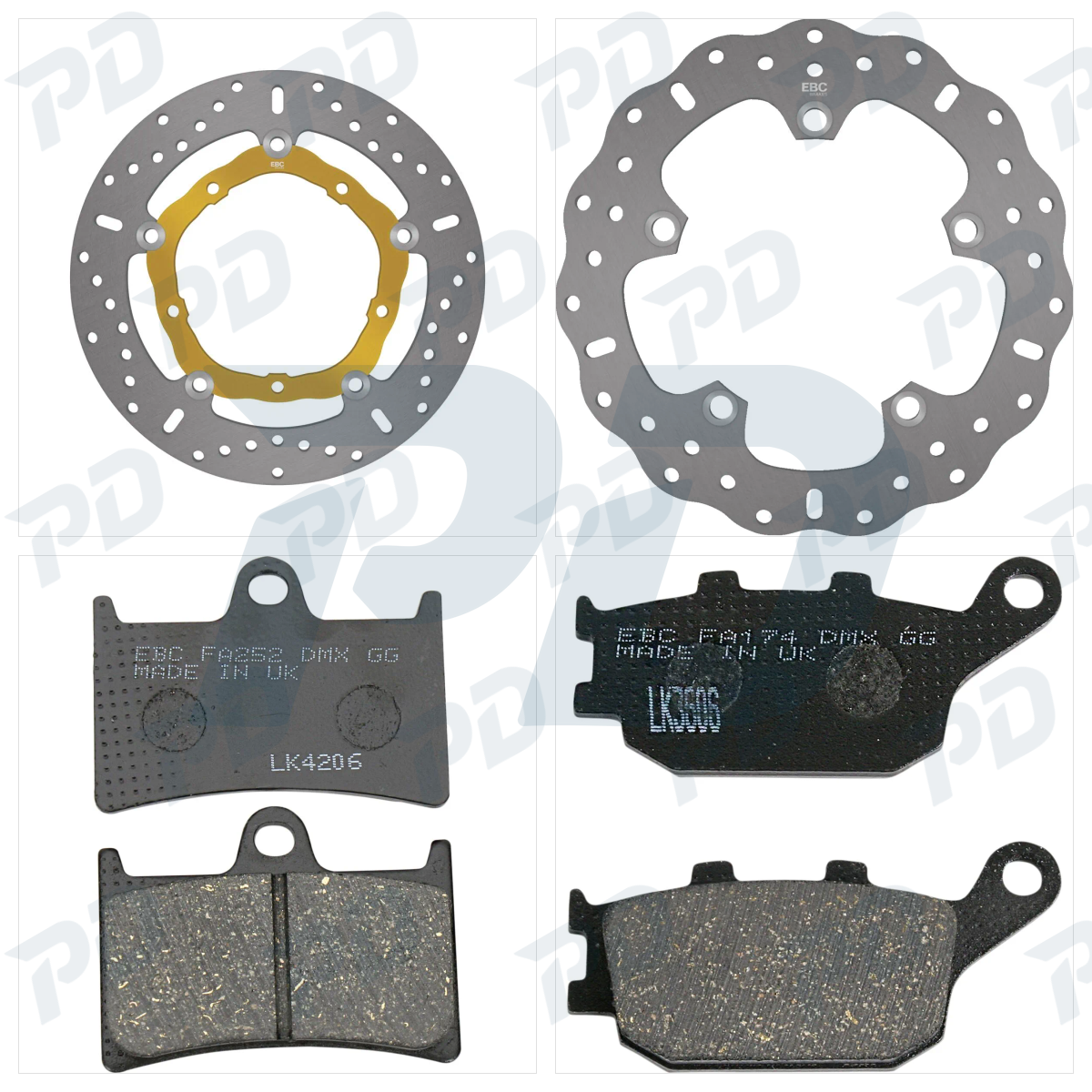 EBC Organic Brake Kit with Brake Discs & Brake Pads for Yamaha MT-07 2014-2026