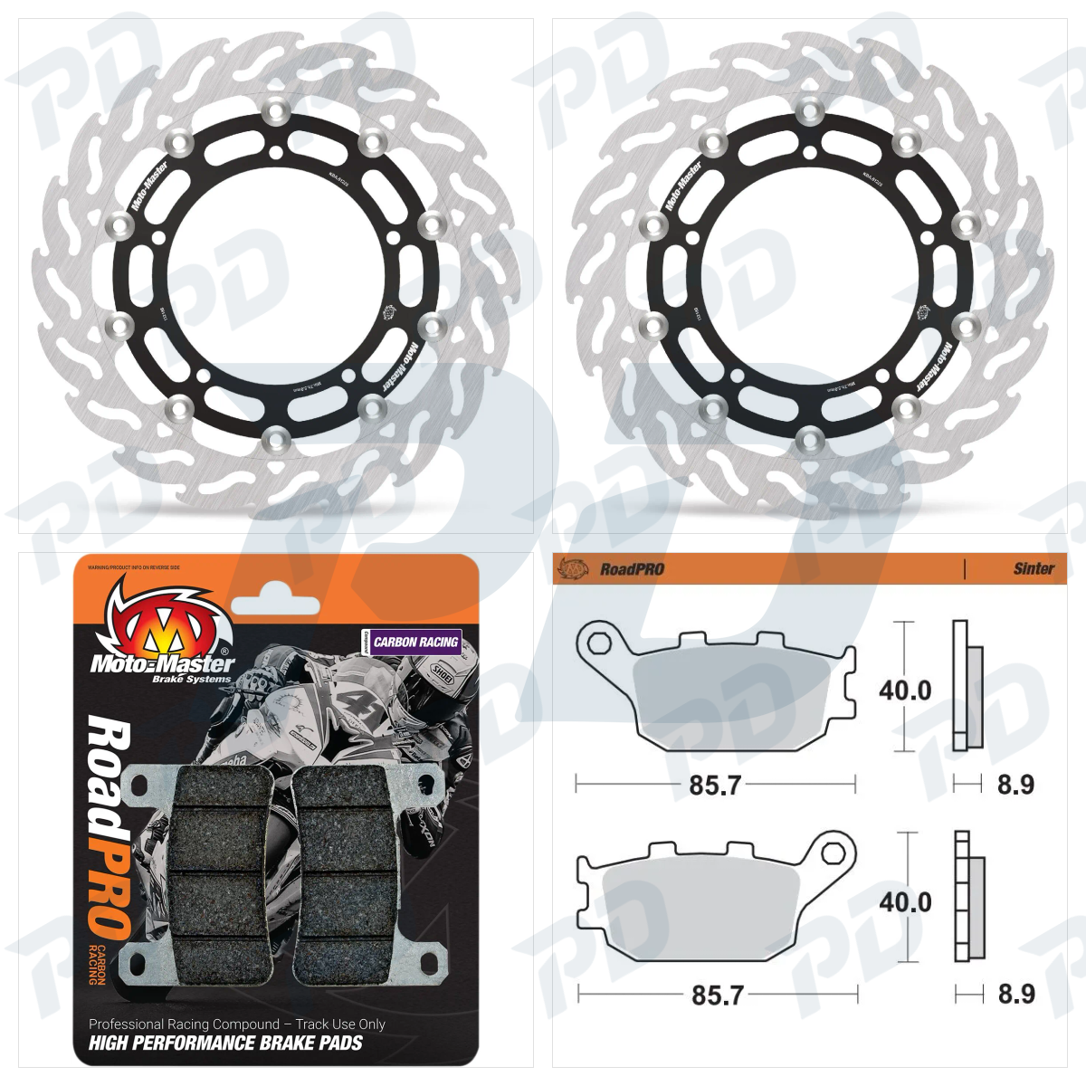 MOTO-MASTER Brake Kit with Brake Discs & Brake Pads for Yamaha MT-07 2021-2024