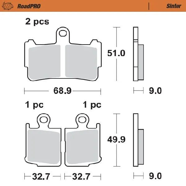 Moto-master Roadpro Sintered Brake Pads Front - Front