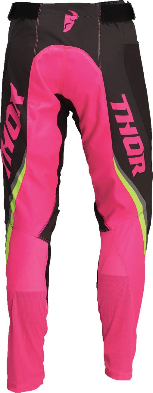 Thor Women's Pulse Rev Pants - Black/Yellow/Charcoal/Pink Fluo