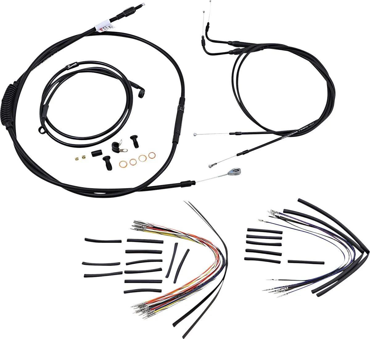 BURLY BRAND Complete Black Vinyl Handlebar Cable Kit for Ape