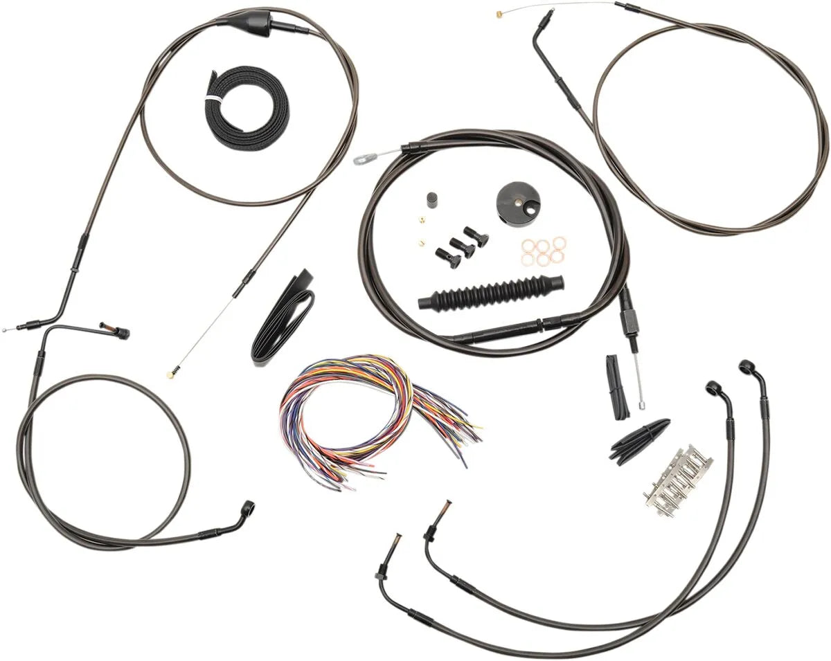 LA CHOPPERS Midnight Braided Cable/Brake Line Kit for Ape Hangers