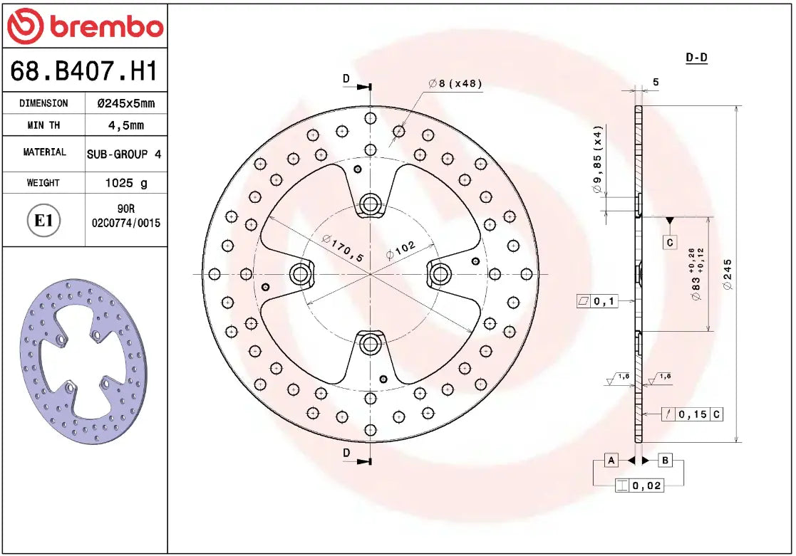 Brembo Serie Oro Prime Line Fixed Brake Rotor