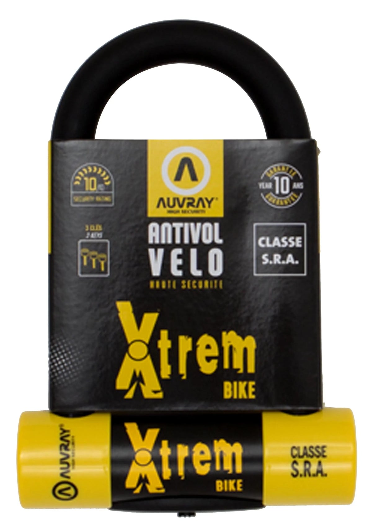 Auvray Xtrem Bike U-Lock Black Yellow 80x150mm 16mm Shackle