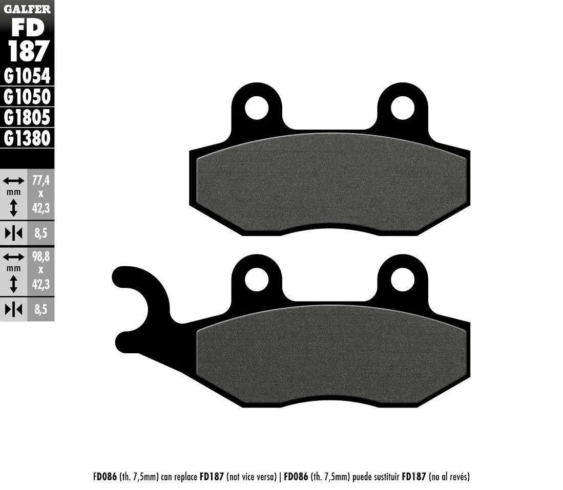 Galfer Semi-metallic Brake Pads For Motorcycle Oem Replacement - Front & Rear