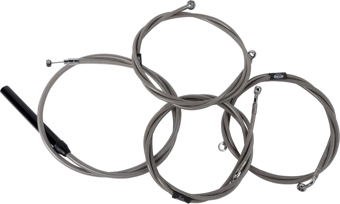 La Choppers Stainless Braided Cable/Brake Line Kit 15"-17" Bars