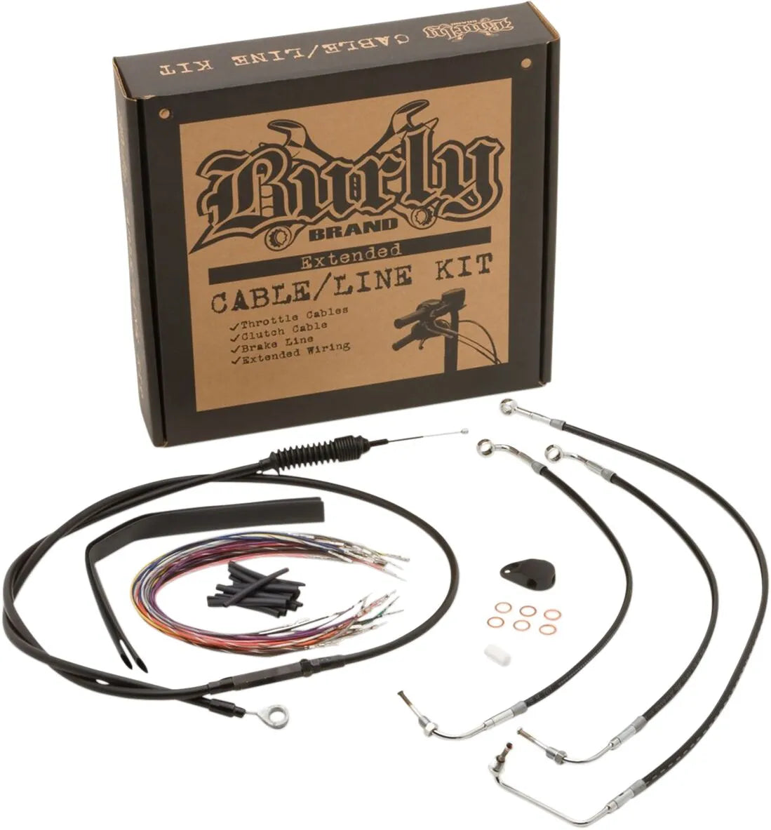 Burly Brand Complete Black Vinyl Cable/Line Kit for Ape Hangers