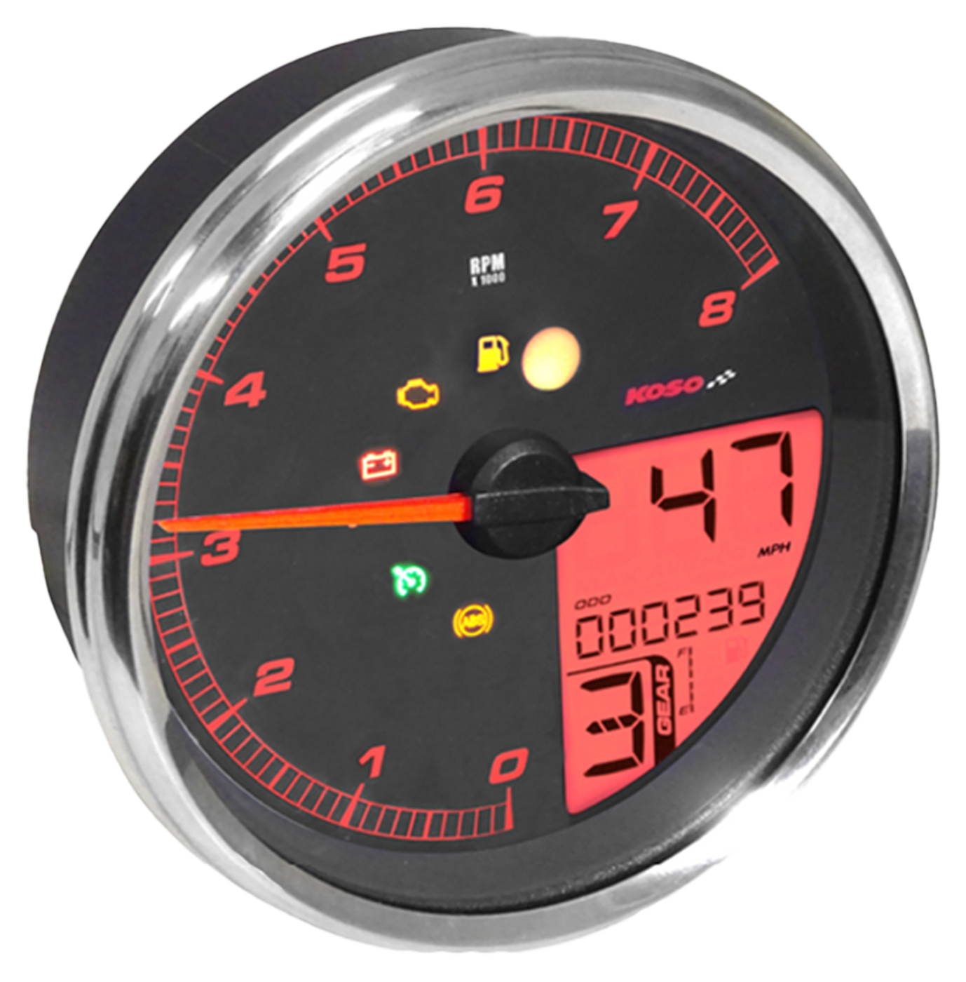 Koso HD-05 Fat Bob Style Gauge for Softail and Road King – Gauges & Dashes