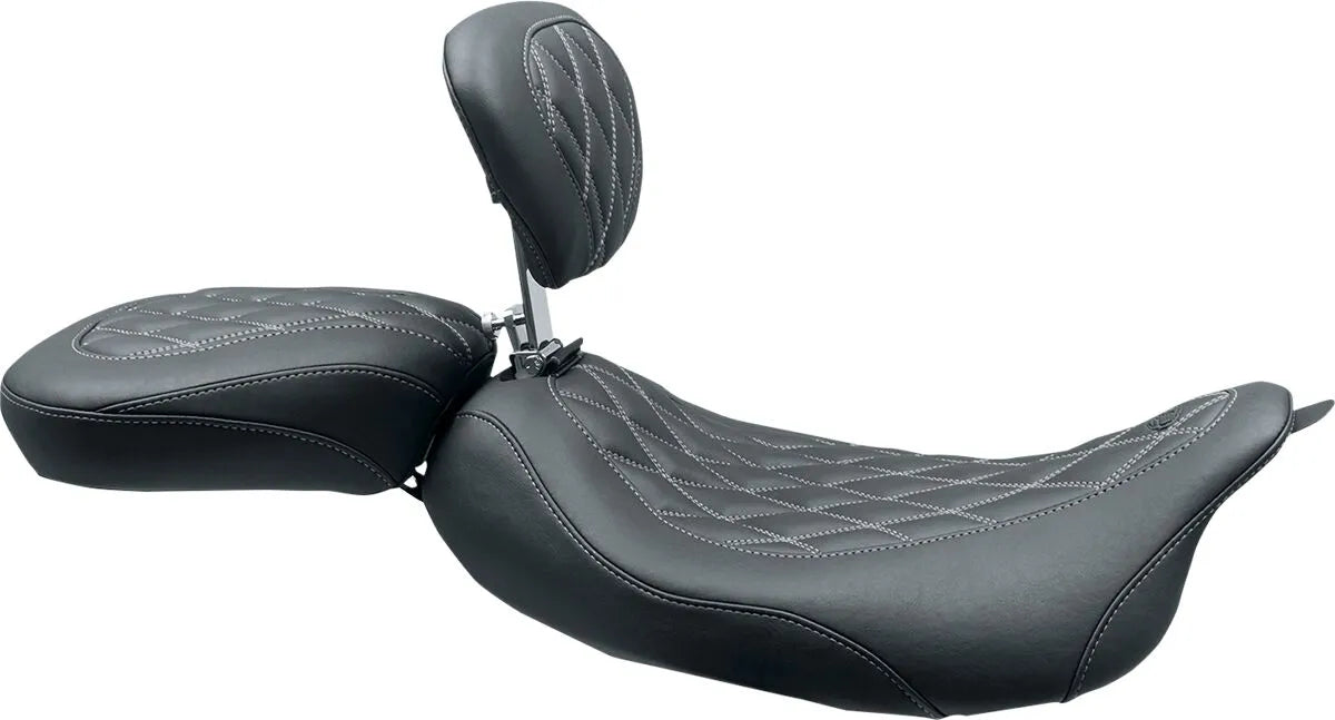 Mustang Wide Tripper Solo Seat W/ Backrest - For Harley Davidson