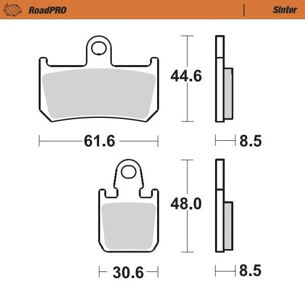 Moto-master Roadpro Sinter Brake Pad Front Sintered Metal - Front