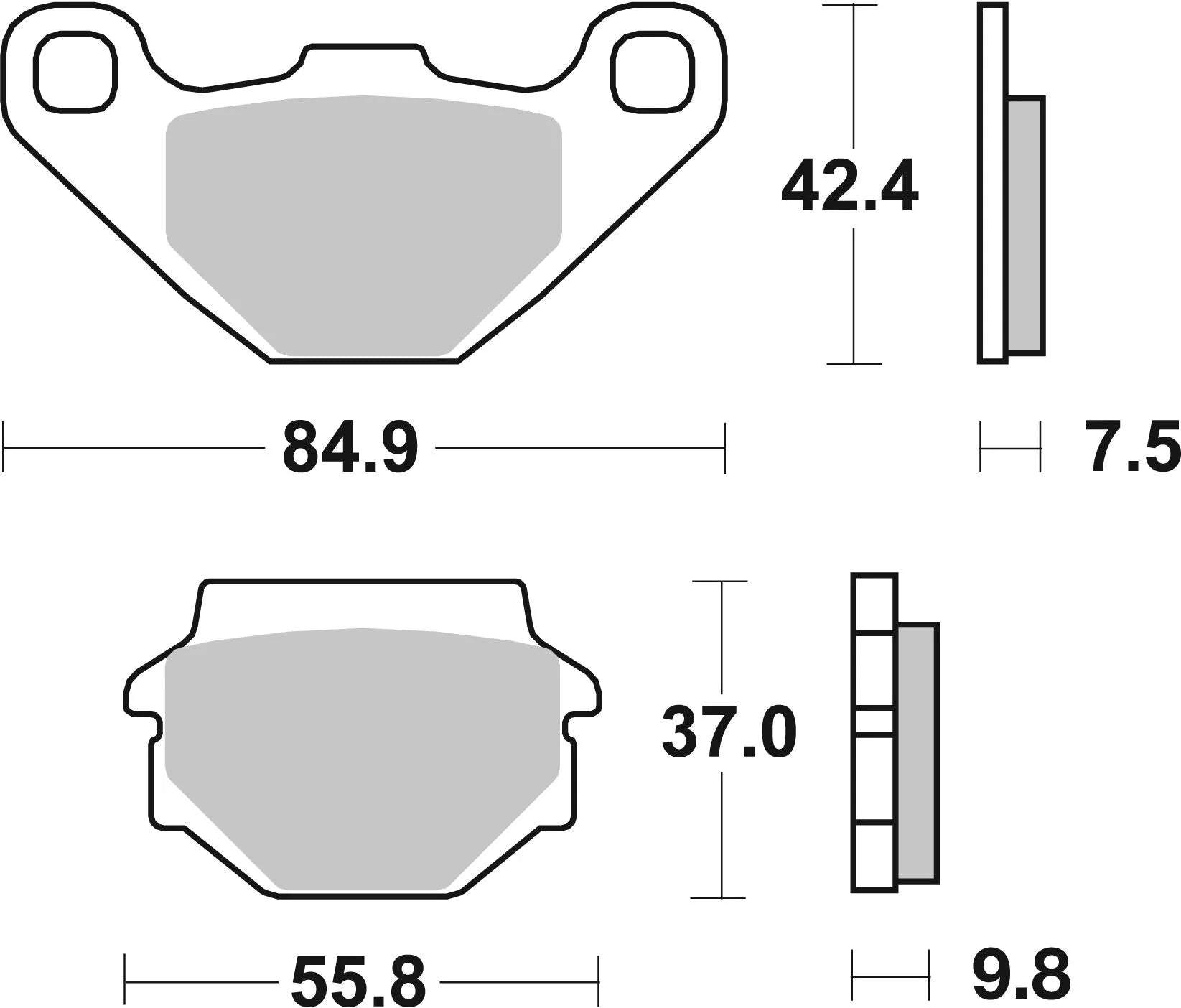 Sbs Ct Scooter Carbon Tech Organic Brake Pads Set - Front & Rear