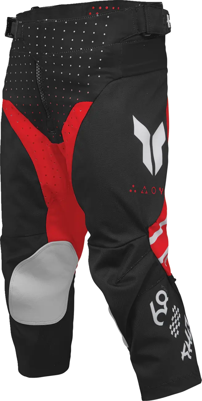 Thor Youth Launchmode Futura Racewear Pants - Black/Light Gray/Red/White