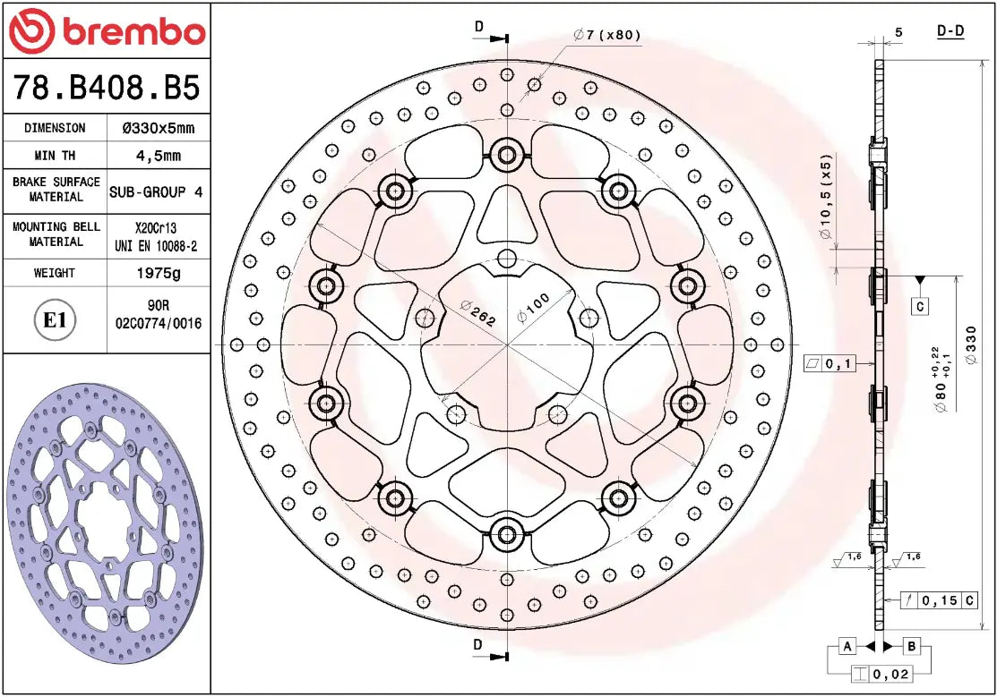 Brembo Serie Oro Brake Rotor Floating Prime Line - Front