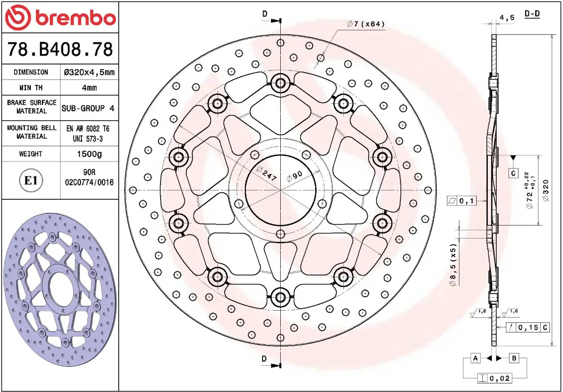 Brembo Serie Oro Floating Brake Rotor