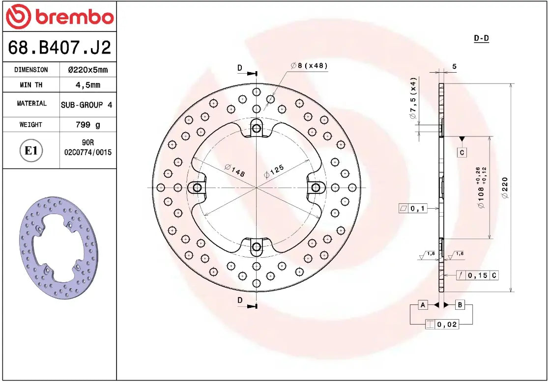 Brembo Serie Oro Prime Line Fixed Brake Rotor