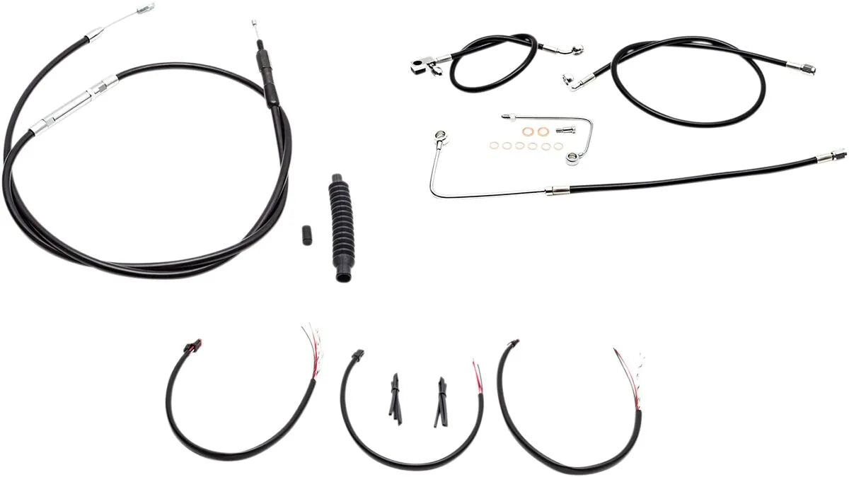 LA CHOPPERS Complete Black Vinyl Braided Handlebar Cable Kit