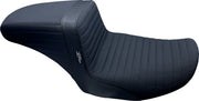 Le Pera Kickflip Seat - Black Vinyl, Pleated Gripper - For Harley Davidson