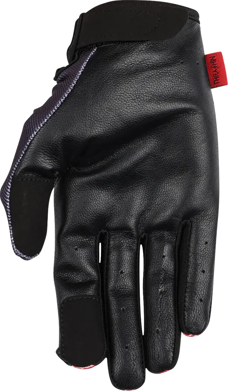 Thrashin Supply Co Stealth Flame Leather Palm Gloves Red