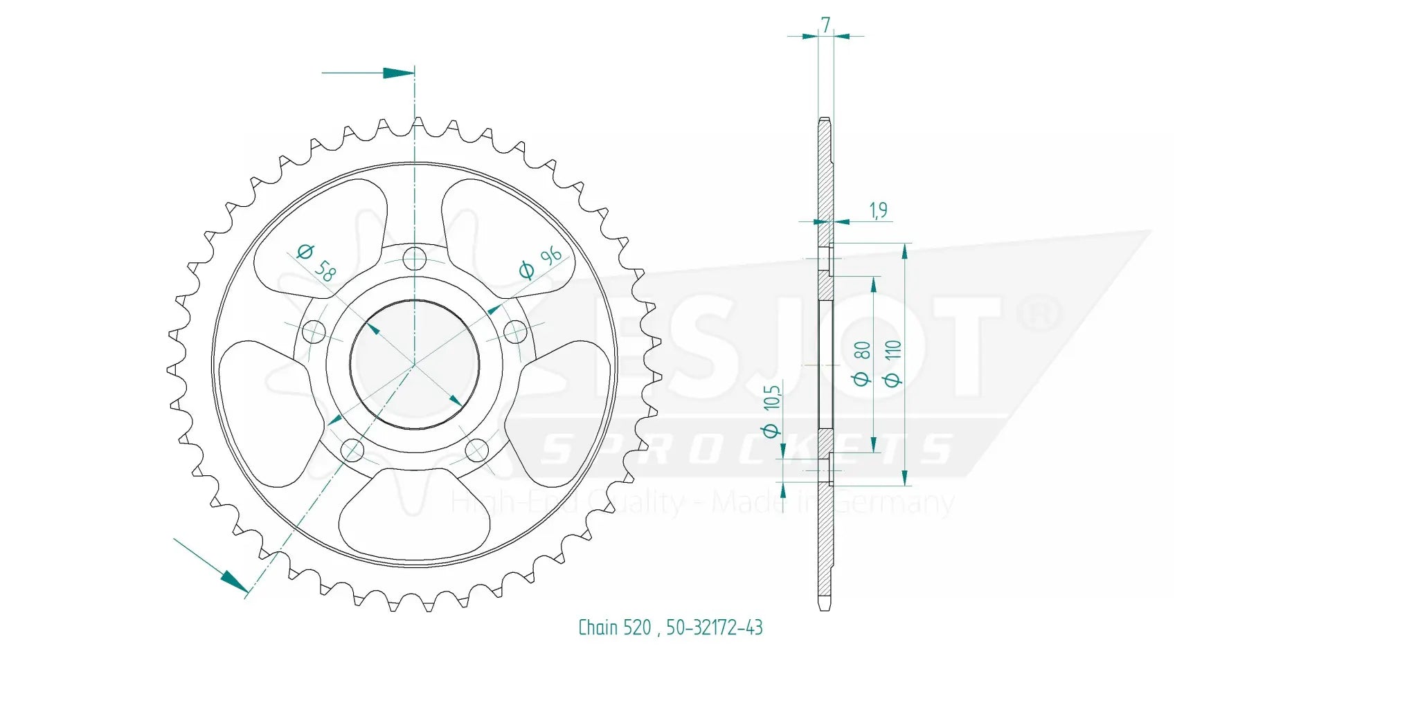 Esjot 520 Standard Rear Sprocket
