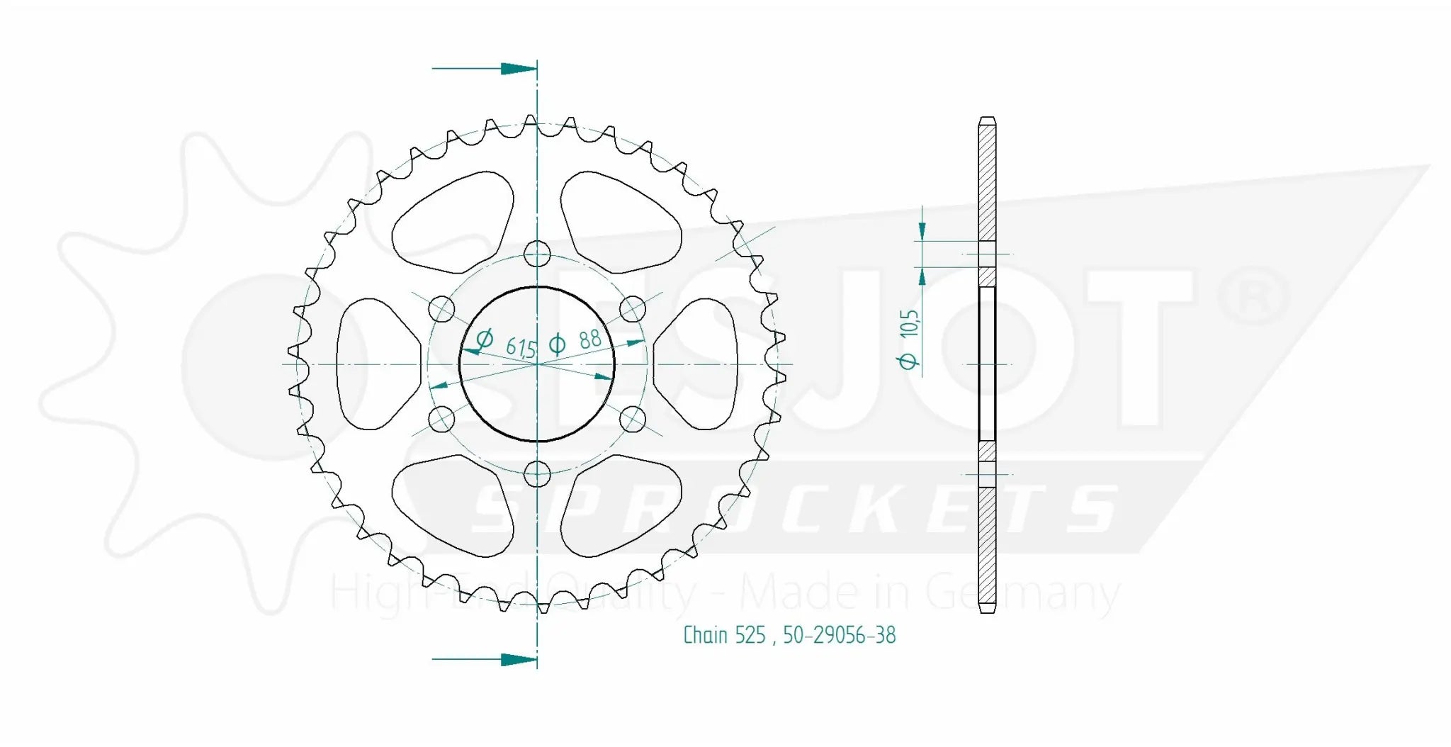 Esjot 525 Rear Sprocket - High-quality Steel