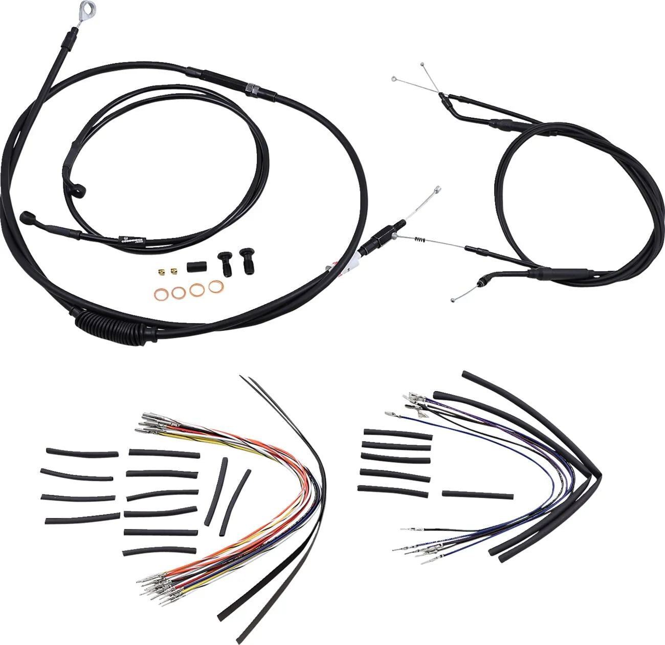 BURLY BRAND Complete Black Vinyl Cable/Line Kit for Ape Hangers