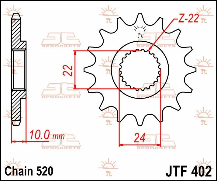 Jt Sprockets Front Sprocket - 520 Chain, 14 Tooth