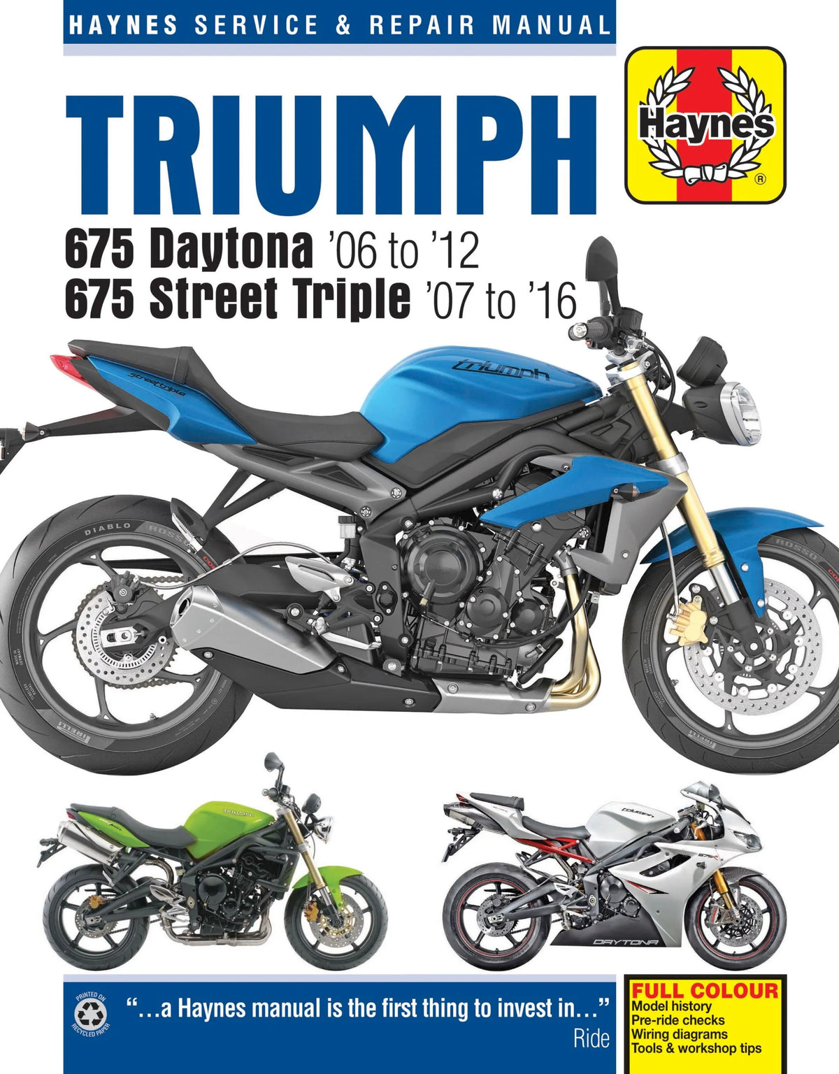 Haynes Service Manual for Triumph 675 (06-16)