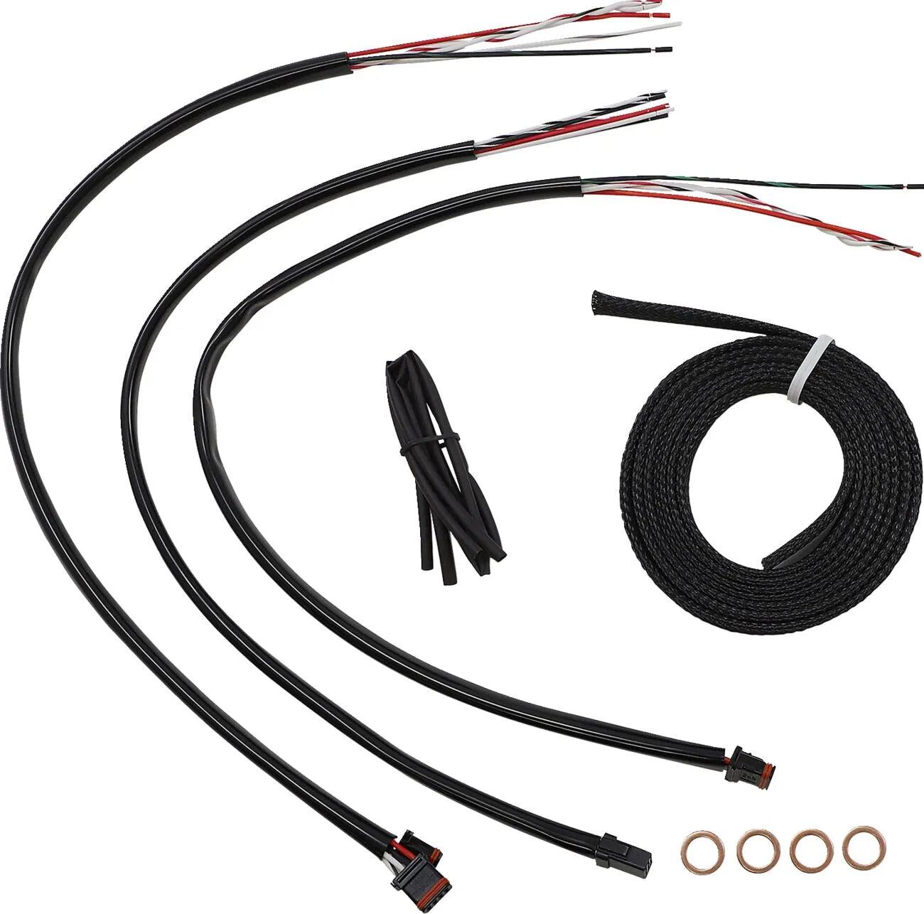 La Choppers Complete Black Vinyl Braided Handlebar Cable Kit