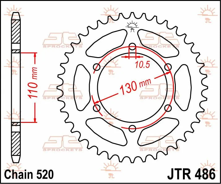 Jt Sprockets Steel Rear Sprocket - 520, 38t