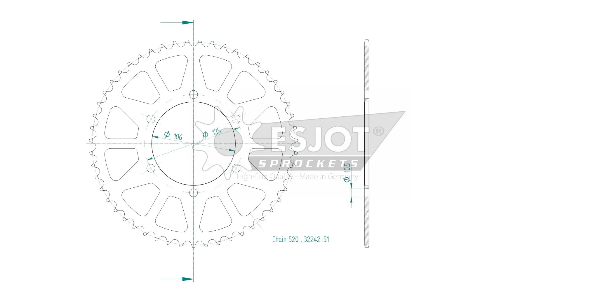 Esjot 520 Steel Rear Sprocket