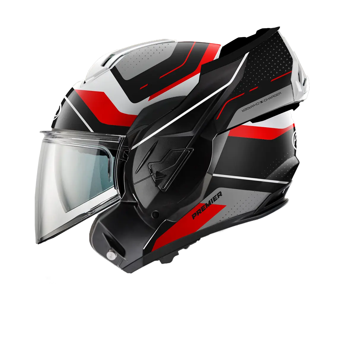 Premier Helmets X-charger Modular Helmet - Black/gray/red/white