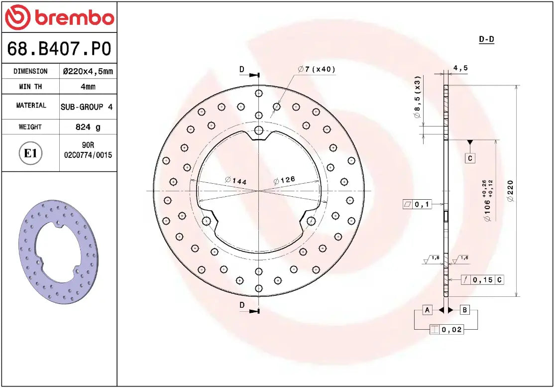 Brembo Serie Oro Prime Line Fixed Brake Rotor
