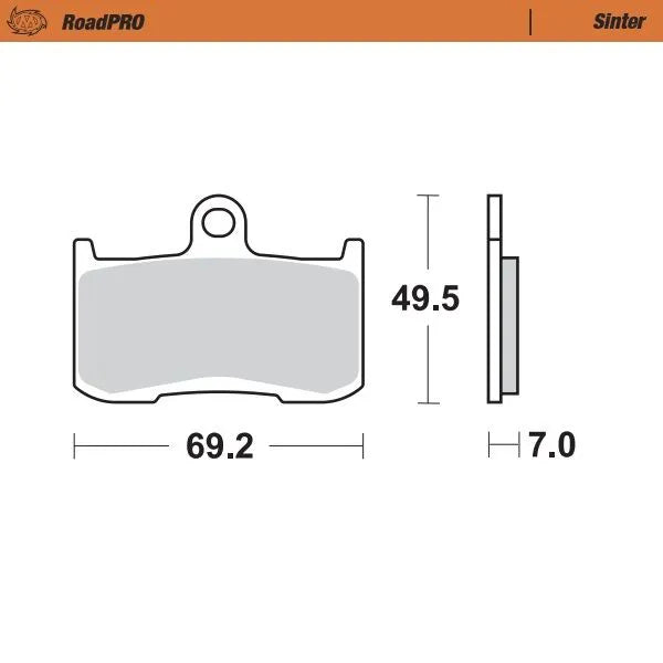 Moto-master Roadpro Sinter Brake Pad Front - Sintered Metal - Front