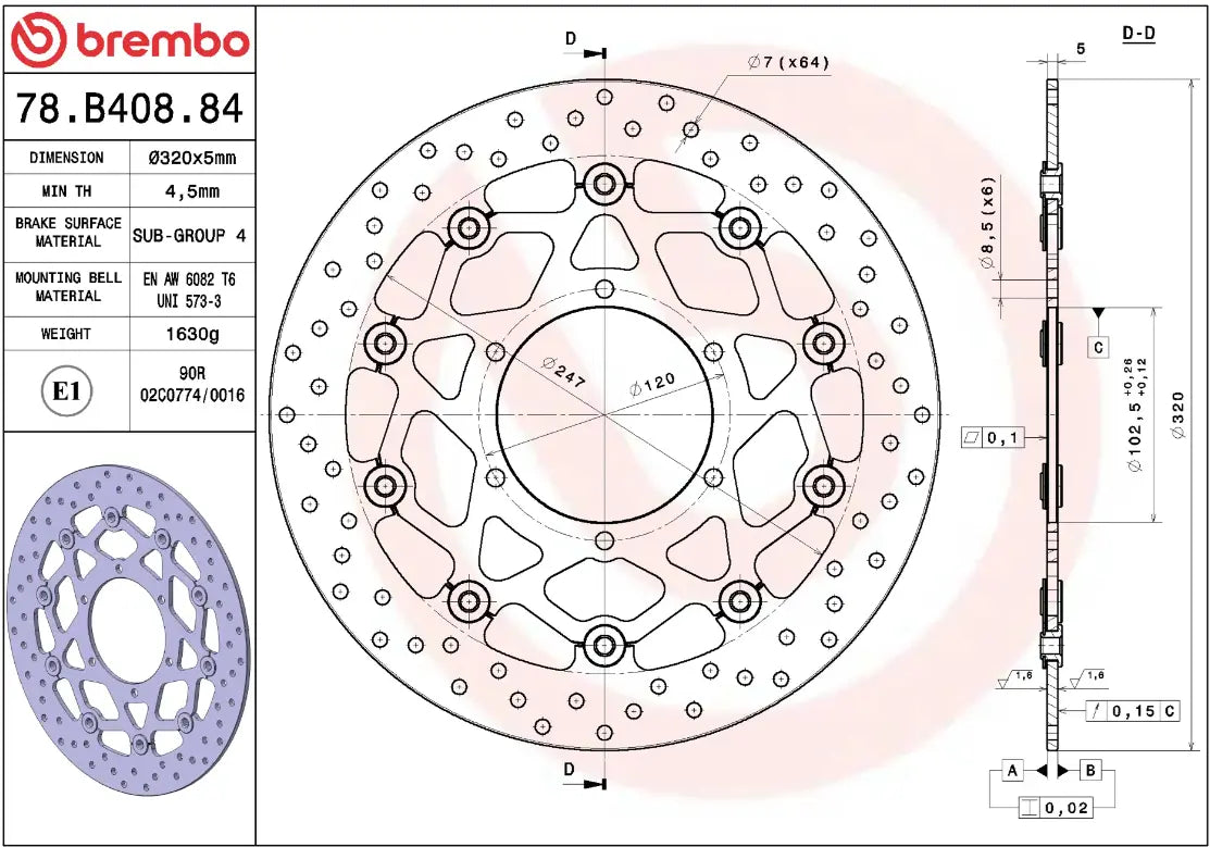 Brembo Serie Oro Floating Brake Rotor - Front