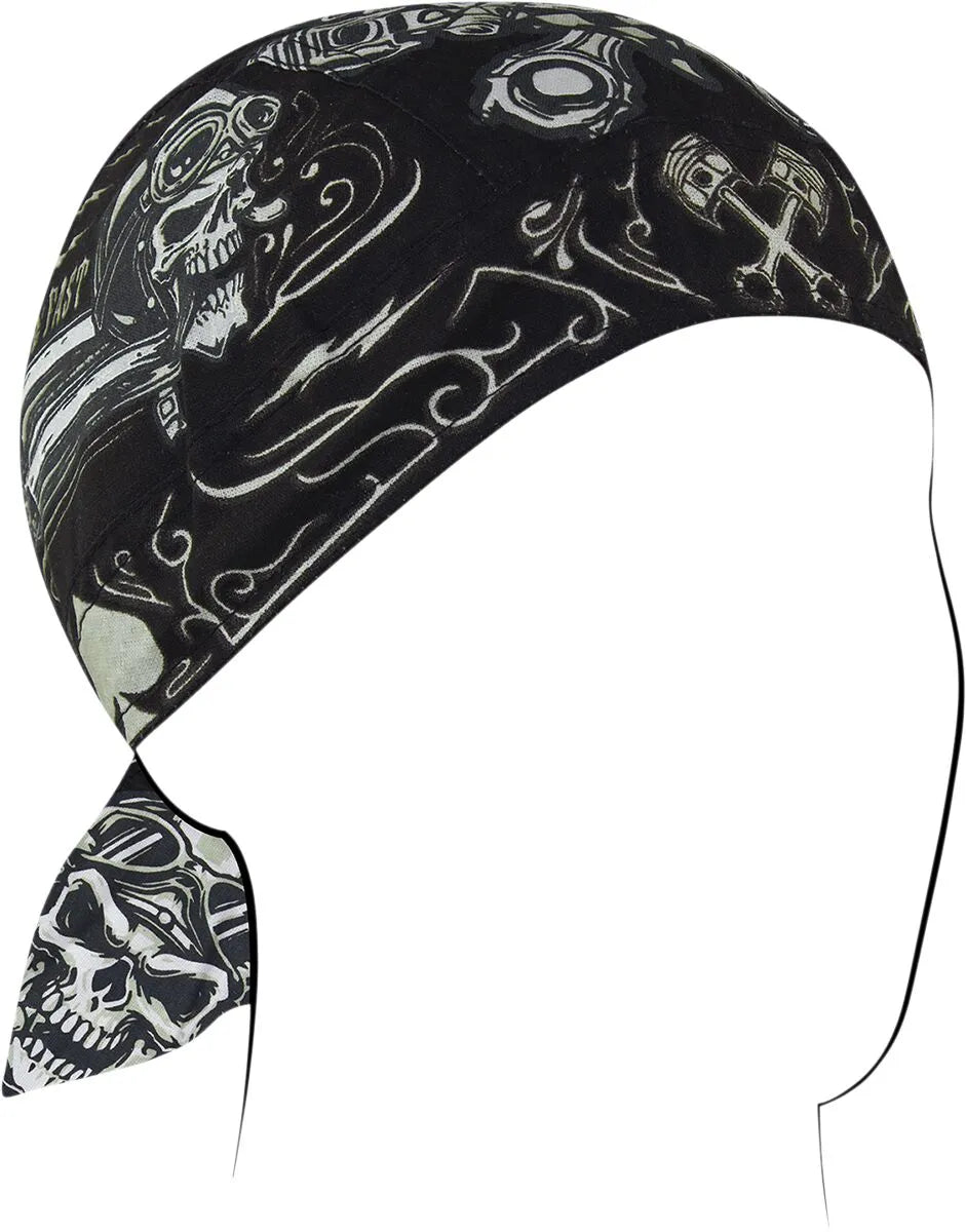 Zan Headgear Flydanna 6 Panel Biker Skull Cotton Headwrap