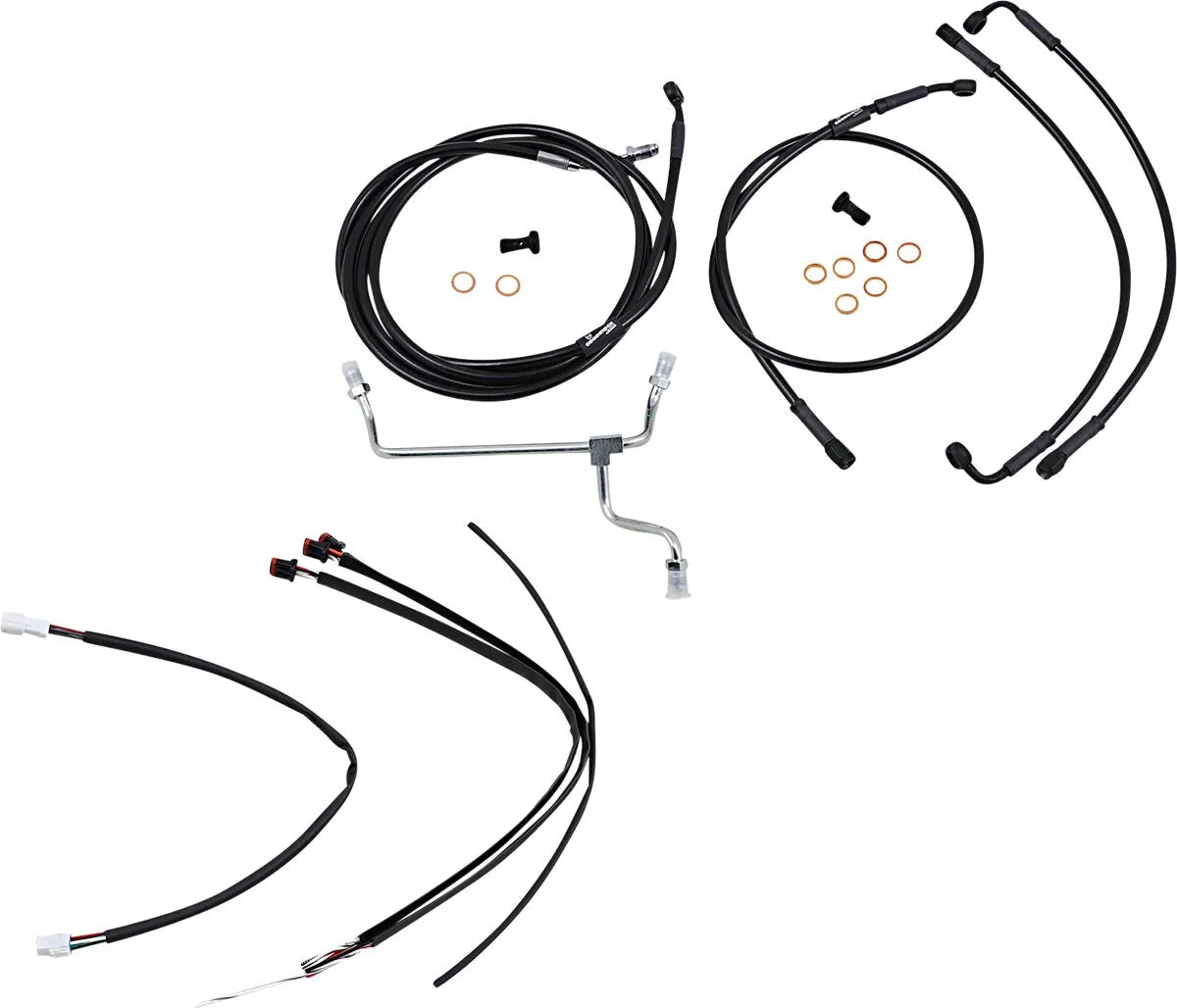 BURLY BRAND Black Vinyl Handlebar Cable/Line Kit for Ape Hangers