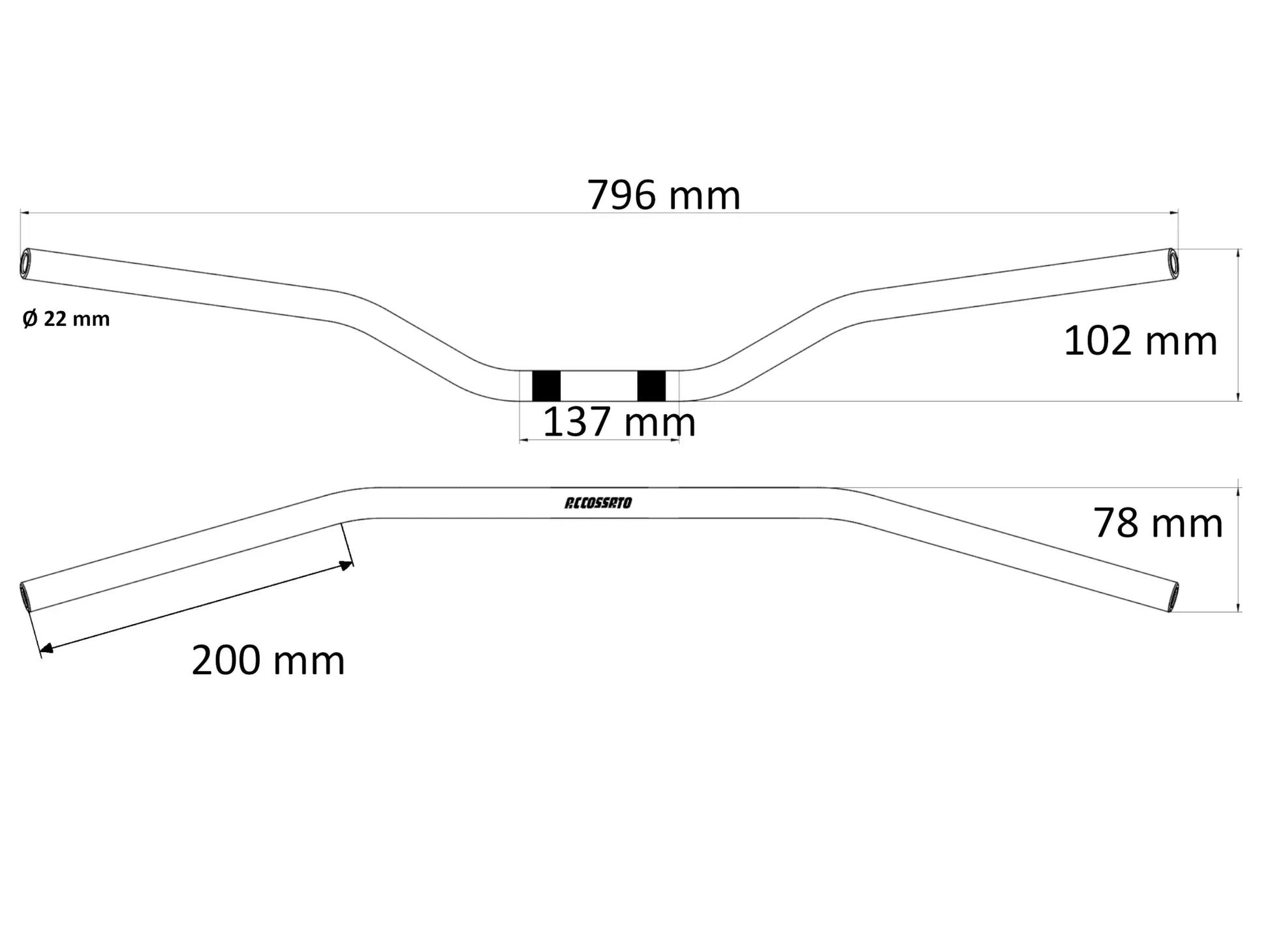 Accossato Aluminium Handlebar for 7/8" (22mm) Diameter