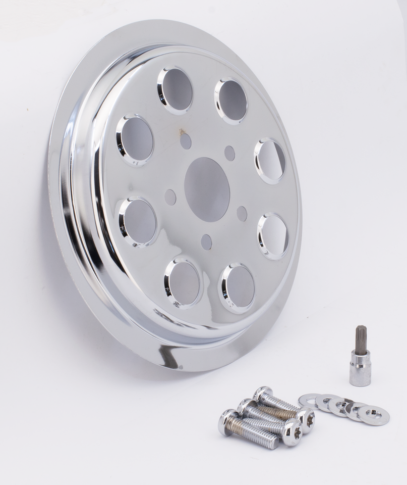 Zodiac Chrome 8-HOLE Rear Wheel Belt Pulley Inserts – Final Drive