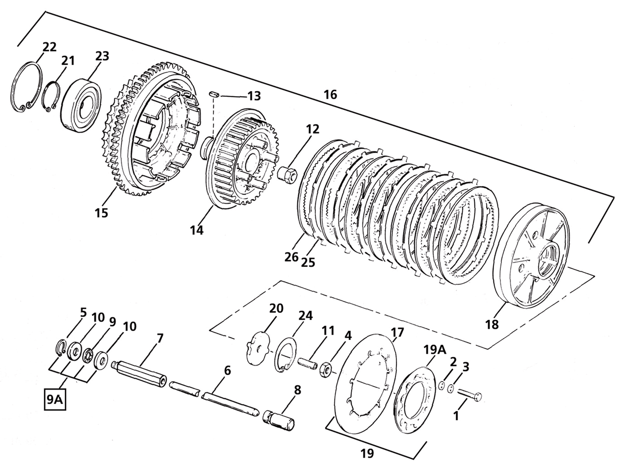 Barnett Clutches & Cables Clutch Parts for Late 1984-1989 Big Twin – Primary & Clutch