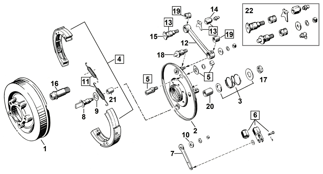 V-Twin Front Brake Parts for Old Stock Style Springer Forks