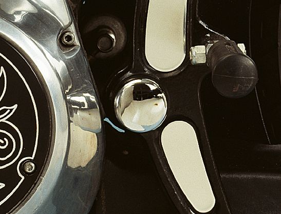 Zodiac Swingarm Pivot Bolt Covers for Evolution Softail – Frame & Rear Suspension