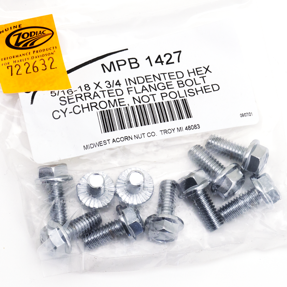 Midwest Acorn Nut Company Chrome Plated Indented Hex Serrated Flange Bolts Assortment – Hardware