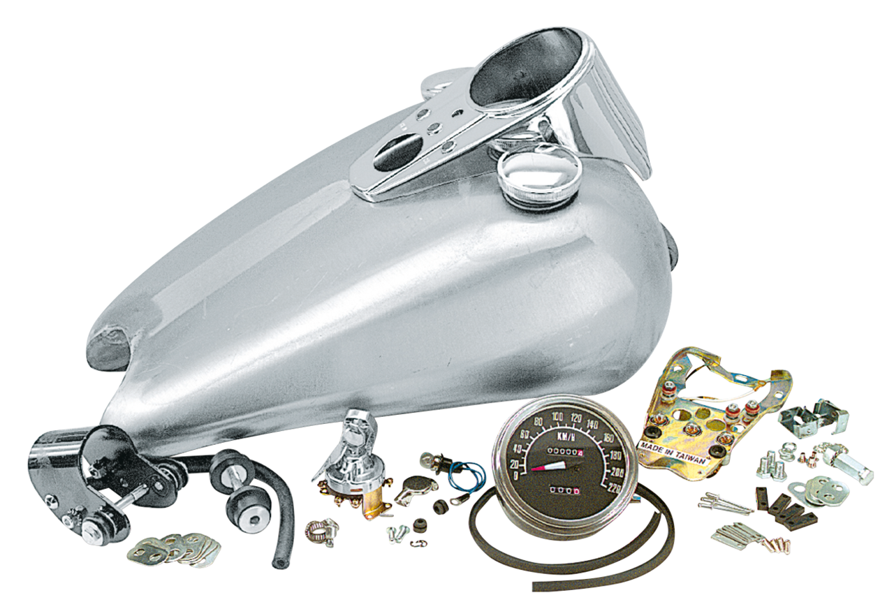 Zodiac One Piece Stretched Tank, Dash & Speedo Kits for Sportster – Gas- & Oil Tank