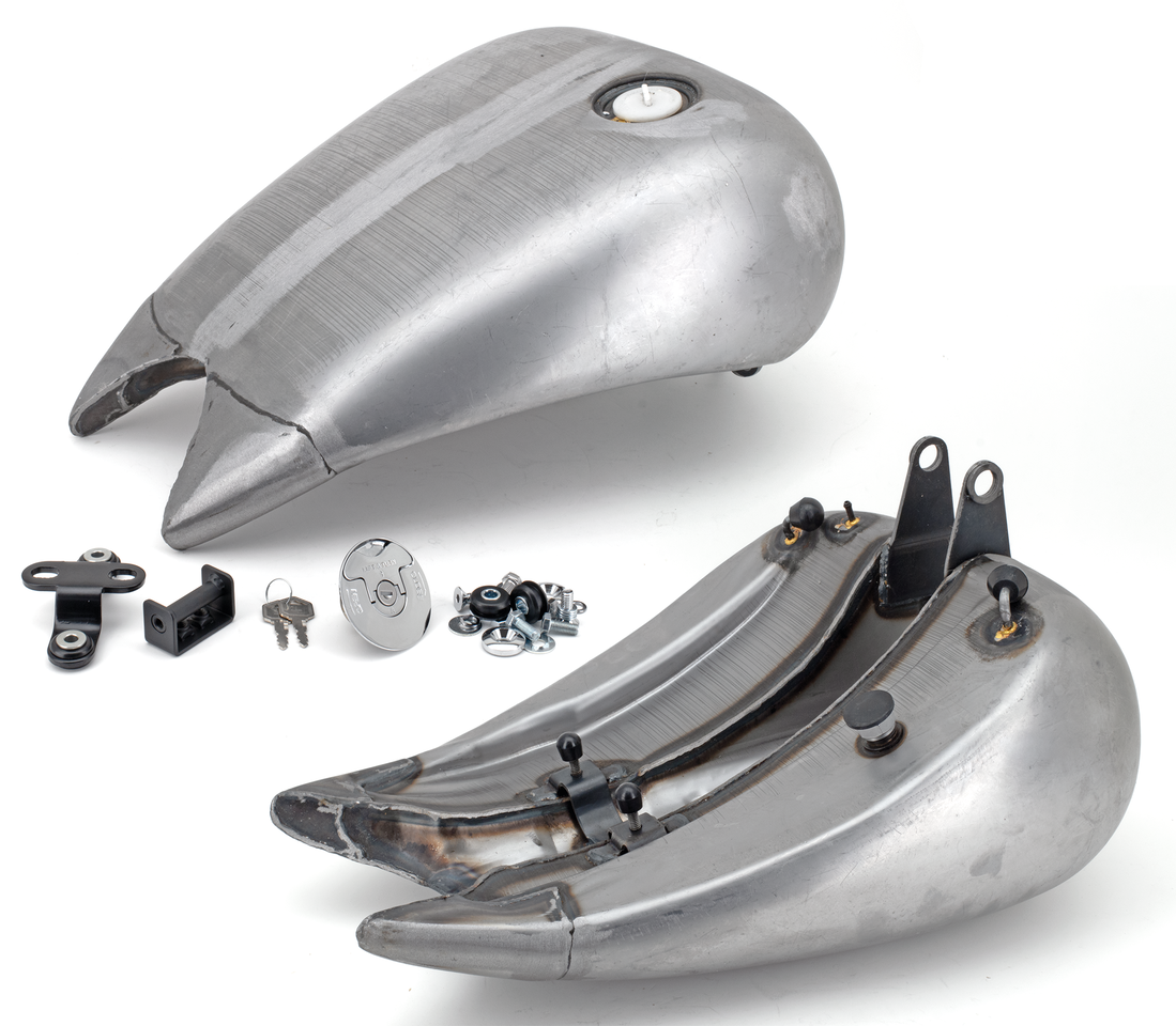 Zodiac One Piece 4" Stretched Steel Smooth Top Gas Tank for Softail – Gas- & Oil Tank