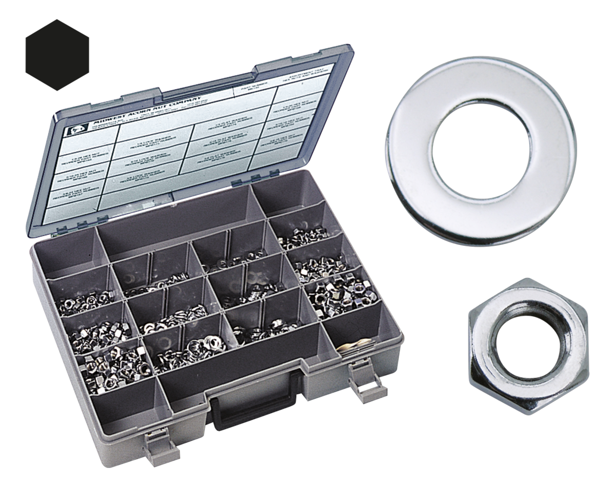 Midwest Acorn Nut Company Chrome Plated Nuts and Washers Assortment – Hardware